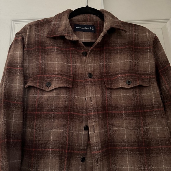 Abercrombie & Fitch Brown Flannel Button Up Long Sleeve Shirt - Picture 12 of 12